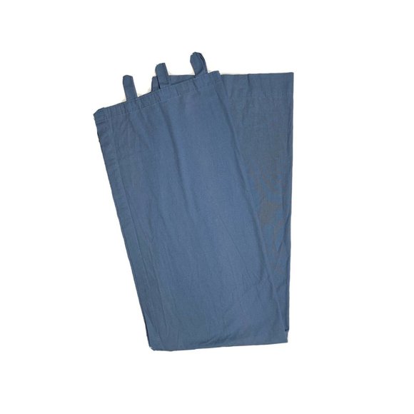 2 Custom Made Tab Top Curtains Panels Drapes Solid Blue Canvas Cotton Long Pair - Picture 2 of 6
